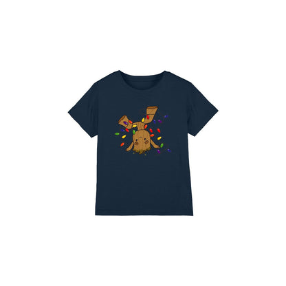 Navy - Front - Guardians Of The Galaxy Childrens-Kids Groot Christmas Lights T-Shirt