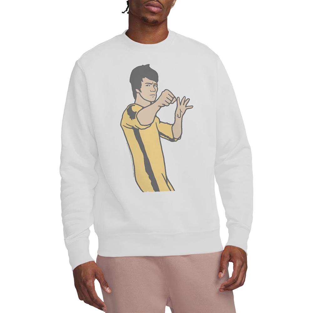 White-Yellow - Back - Bruce Lee Unisex Adult The On Guard Sweatshirt