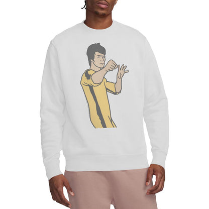 White-Yellow - Back - Bruce Lee Unisex Adult The On Guard Sweatshirt