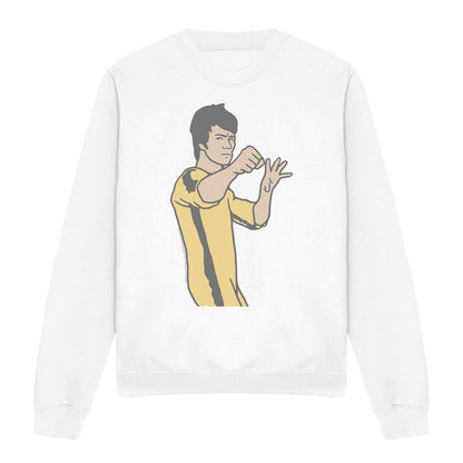 White-Yellow - Front - Bruce Lee Unisex Adult The On Guard Sweatshirt