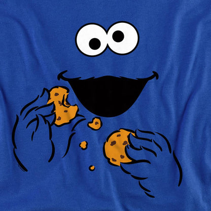 Royal Blue - Side - Sesame Street Unisex Adult Om Nom Cookie Monster Face Sweatshirt