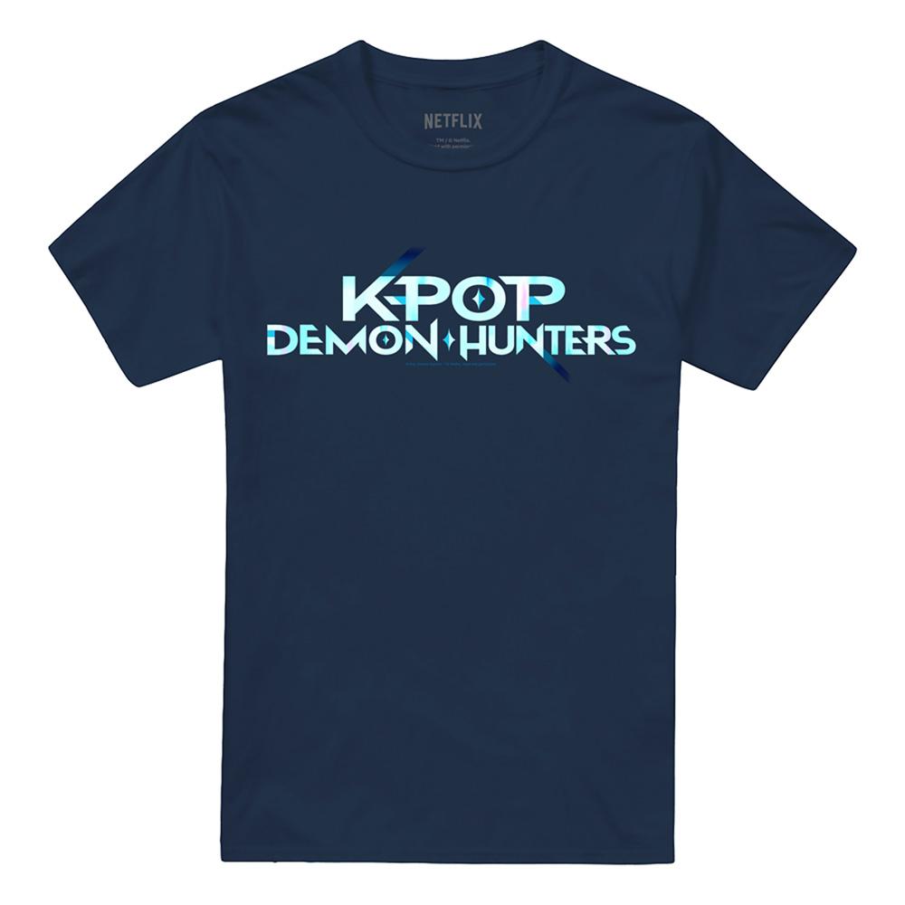 Navy - Front - K-Pop Demon Hunters Unisex Adult Logo T-Shirt