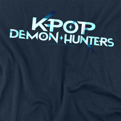 Navy-Cyan - Side - K-Pop Demon Hunters Unisex Adult Logo Long-Sleeved T-Shirt