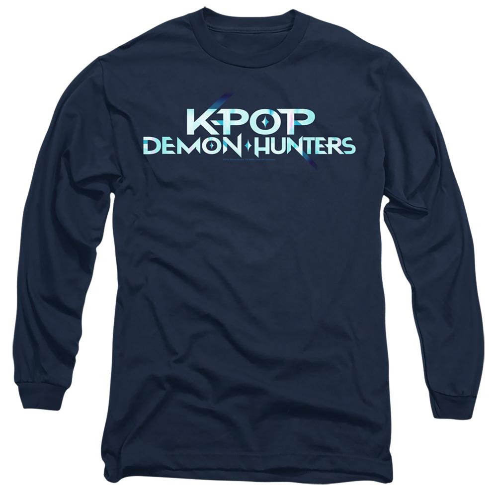Navy-Cyan - Front - K-Pop Demon Hunters Unisex Adult Logo Long-Sleeved T-Shirt