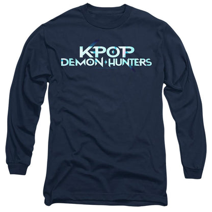 Navy-Cyan - Front - K-Pop Demon Hunters Unisex Adult Logo Long-Sleeved T-Shirt