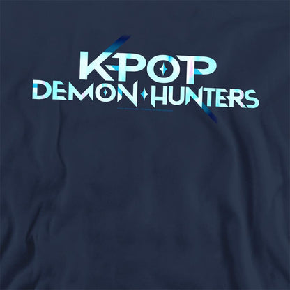 Navy-Cyan - Pack Shot - K-Pop Demon Hunters Unisex Adult Logo Sweatshirt