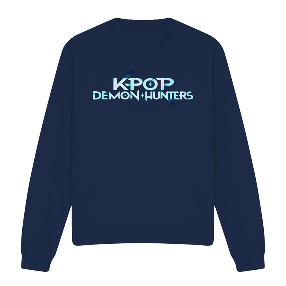 Navy-Cyan - Front - K-Pop Demon Hunters Unisex Adult Logo Sweatshirt