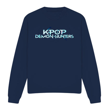 Navy-Cyan - Front - K-Pop Demon Hunters Unisex Adult Logo Sweatshirt