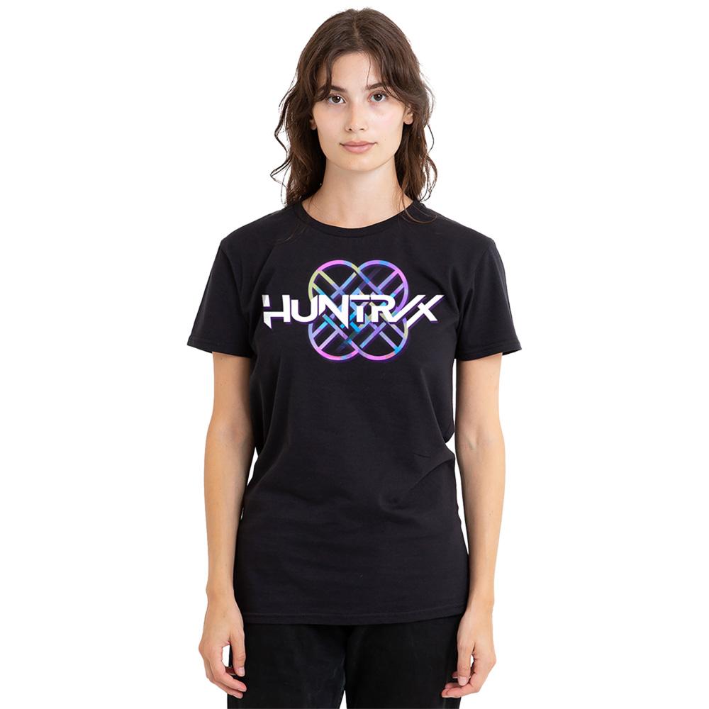 Black - Side - K-Pop Demon Hunters Womens-Ladies Huntr-X Pastel Logo T-Shirt