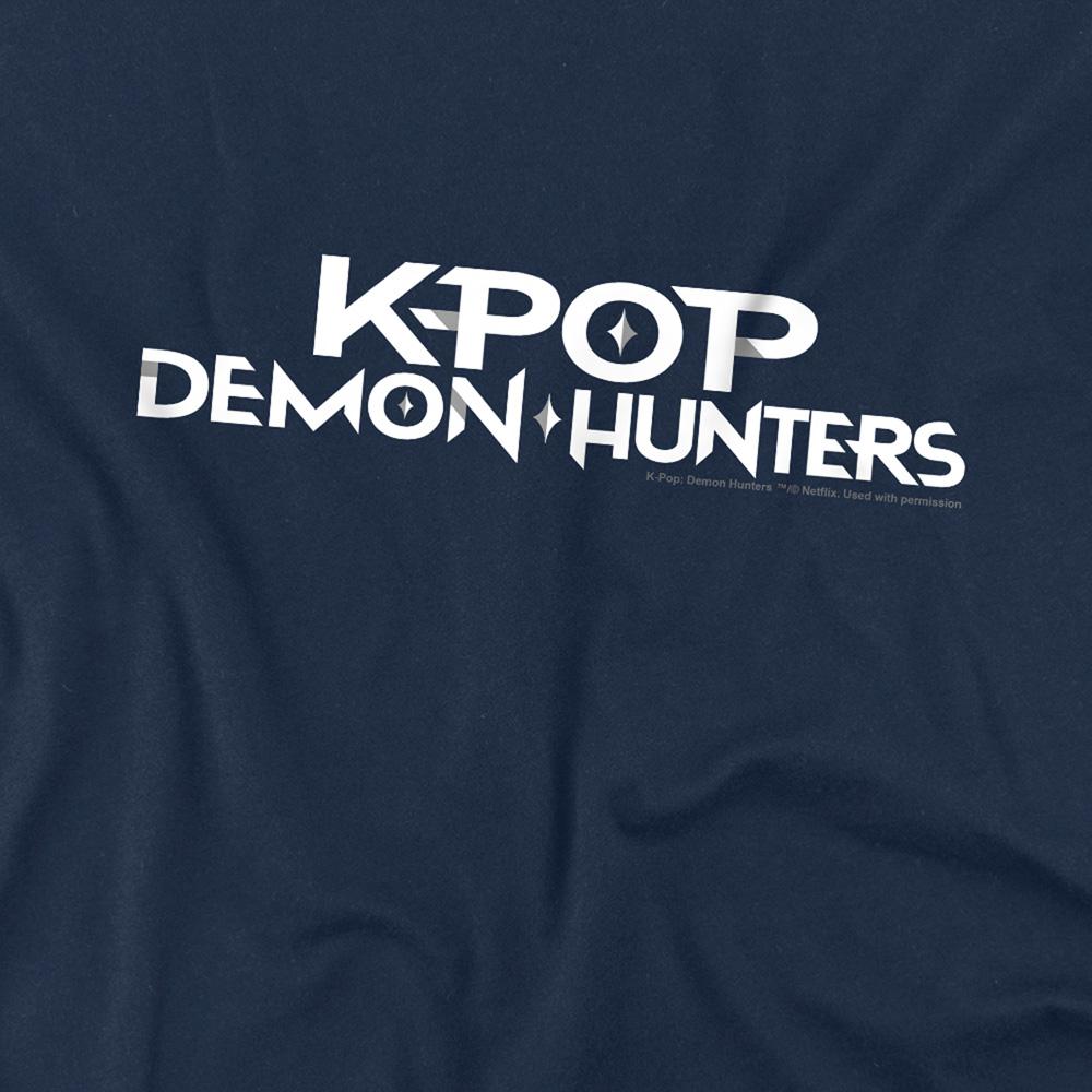 Navy - Back - K-Pop Demon Hunters Childrens-Kids Logo T-Shirt