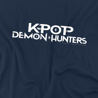 Navy - Back - K-Pop Demon Hunters Childrens-Kids Logo T-Shirt