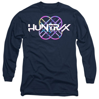 Navy - Front - K-Pop Demon Hunters Unisex Adult Huntr-X Pastel Logo Long-Sleeved T-Shirt