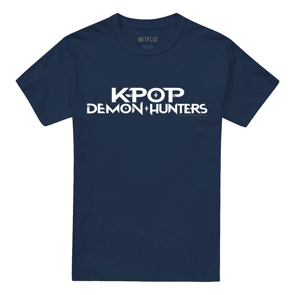 Navy - Front - K-Pop Demon Hunters Unisex Adult Logo T-Shirt