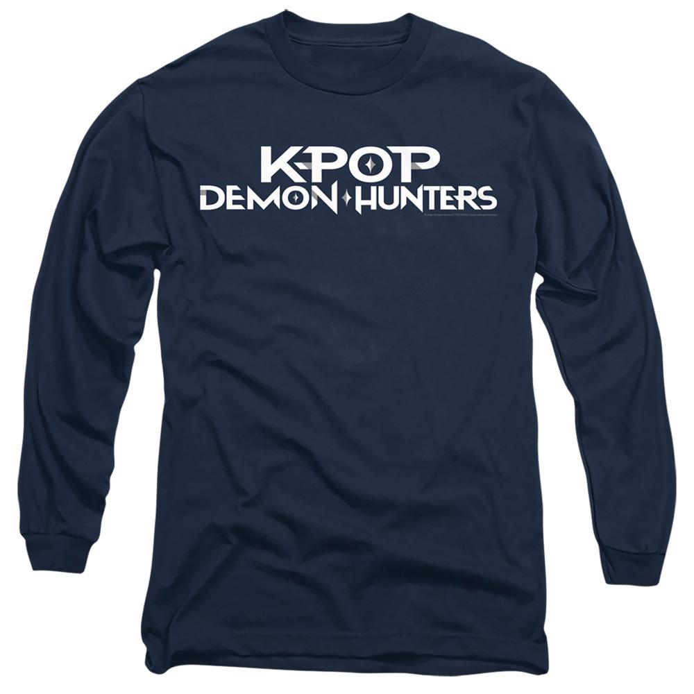 Navy - Front - K-Pop Demon Hunters Unisex Adult Logo Long-Sleeved T-Shirt