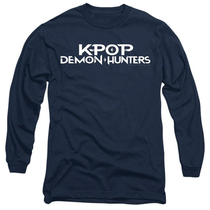 Navy - Front - K-Pop Demon Hunters Unisex Adult Logo Long-Sleeved T-Shirt