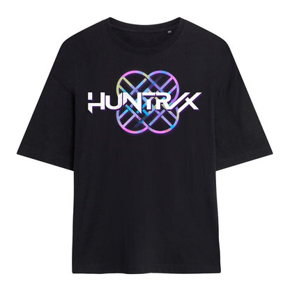 Black - Front - K-Pop Demon Hunters Womens-Ladies Huntr-X Pastel Logo Oversized T-Shirt