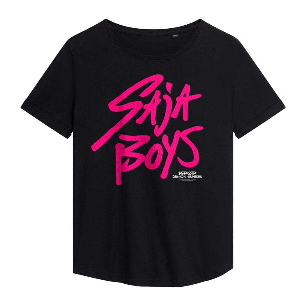 Black - Front - K-Pop Demon Hunters Womens-Ladies Saja Boys Logo Fashion T-Shirt