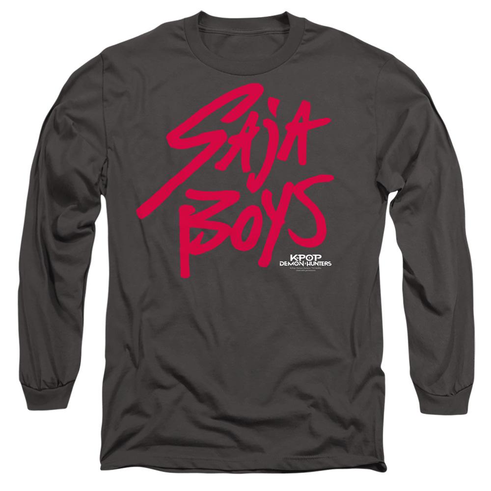Charcoal - Front - K-Pop Demon Hunters Unisex Adult Saja Boys Logo Long-Sleeved T-Shirt