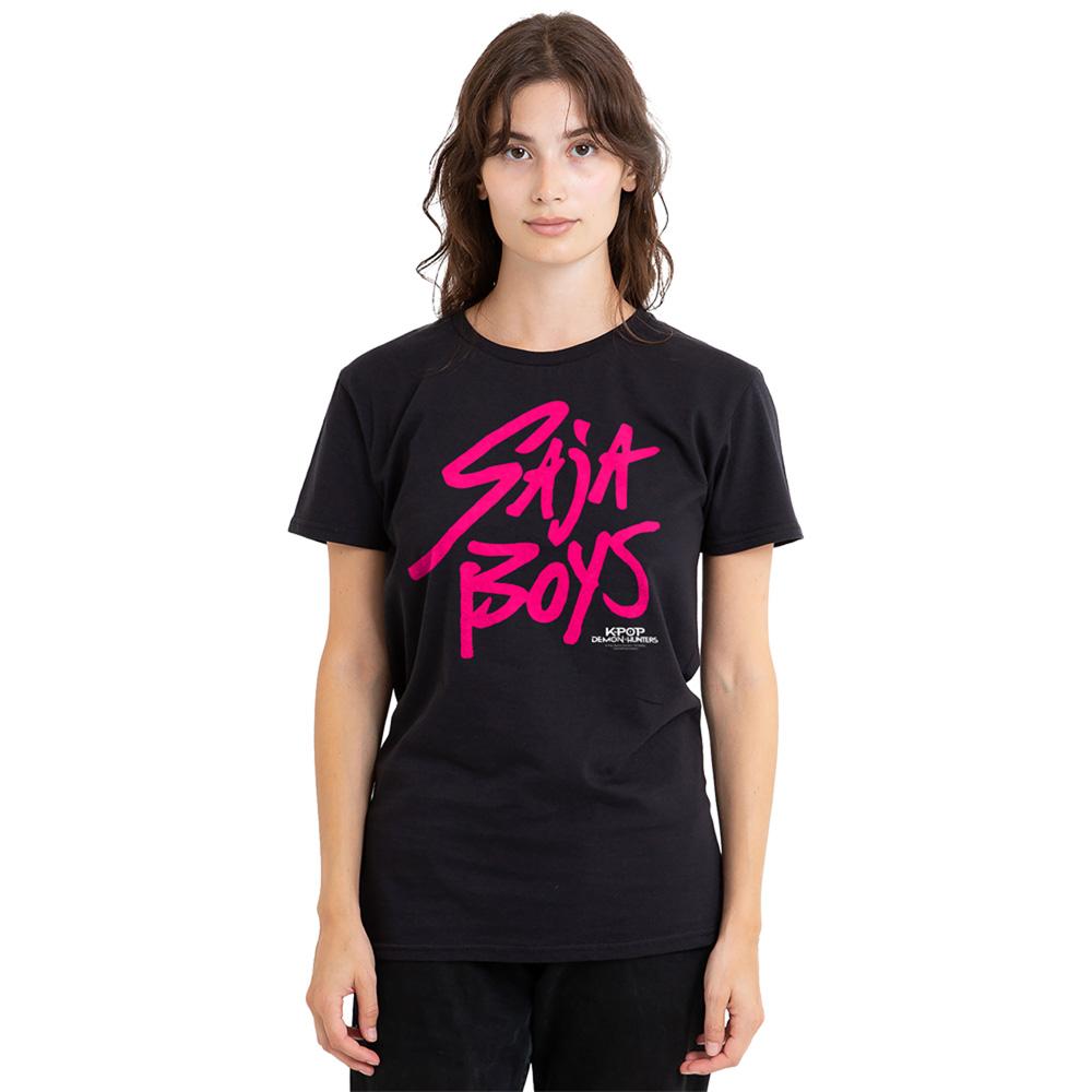 Black-Pink - Side - K-Pop Demon Hunters Womens-Ladies Saja Boys Logo T-Shirt