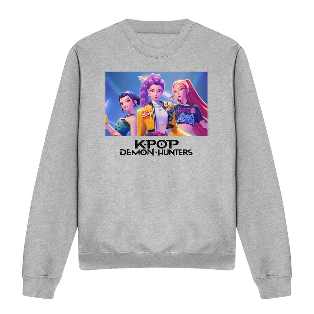 Heather Grey - Front - K-Pop Demon Hunters Unisex Adult Heroic Huntrix Huntr-X Sweatshirt