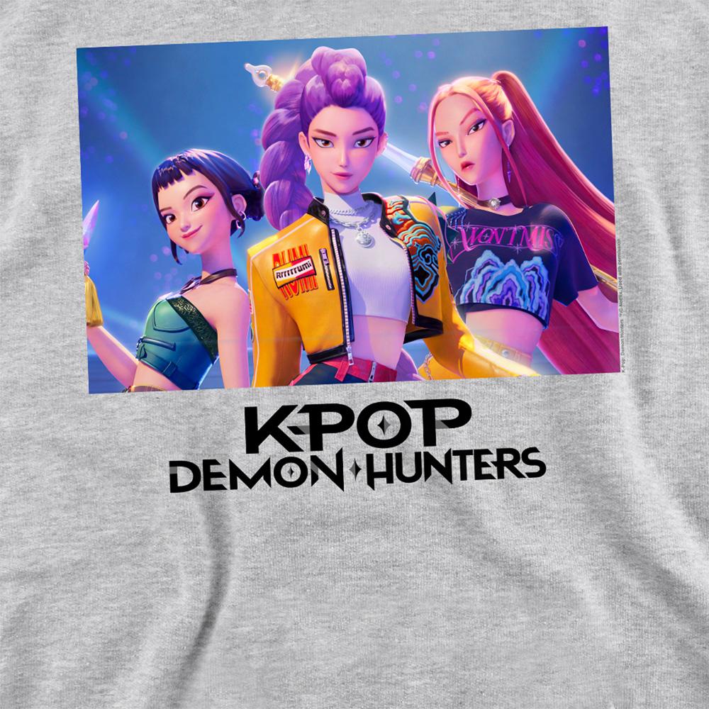 Heather Grey - Back - K-Pop Demon Hunters Unisex Adult Heroic Huntrix Huntr-X Sweatshirt