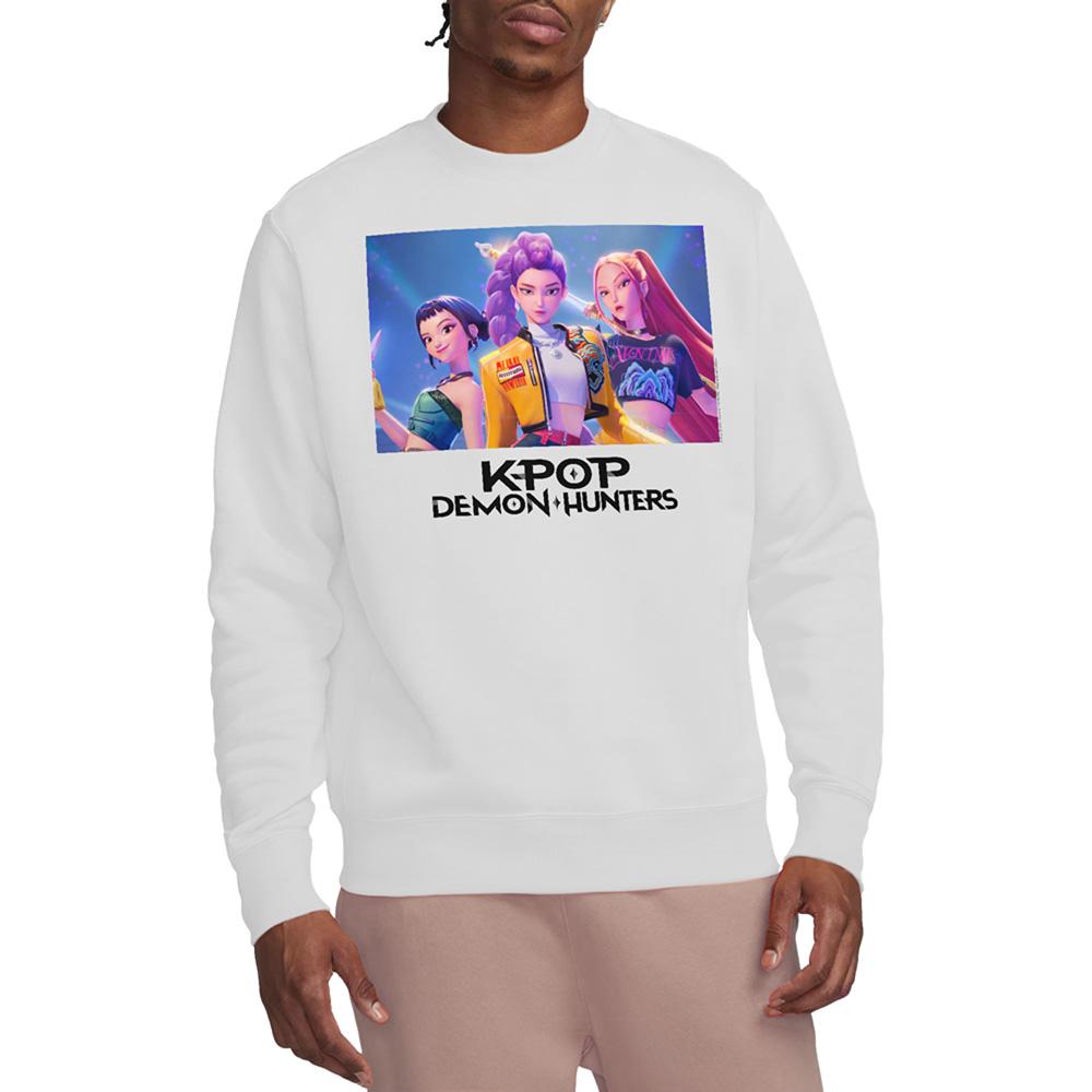 White - Front - K-Pop Demon Hunters Unisex Adult Heroic Huntrix Huntr-X Sweatshirt