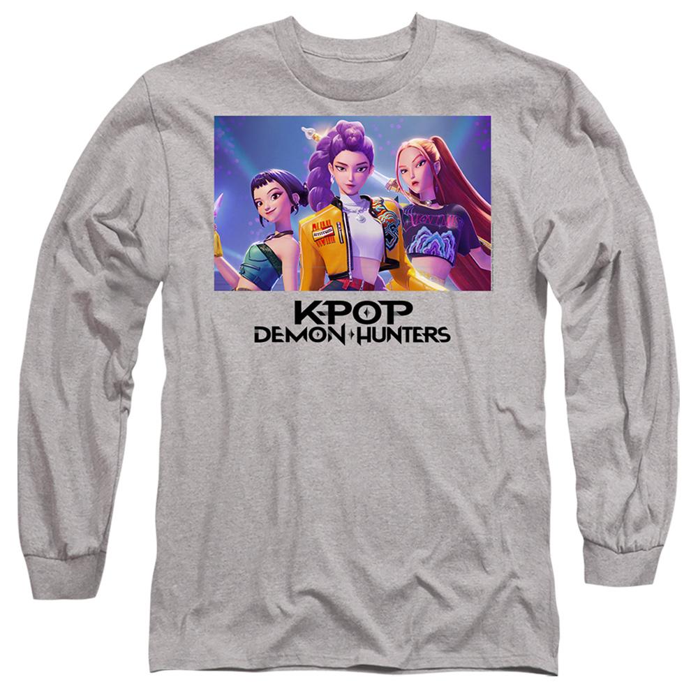 Heather Grey - Front - K-Pop Demon Hunters Unisex Adult Heroic Huntrix Huntr-X Long-Sleeved T-Shirt