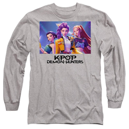Heather Grey - Front - K-Pop Demon Hunters Unisex Adult Heroic Huntrix Huntr-X Long-Sleeved T-Shirt
