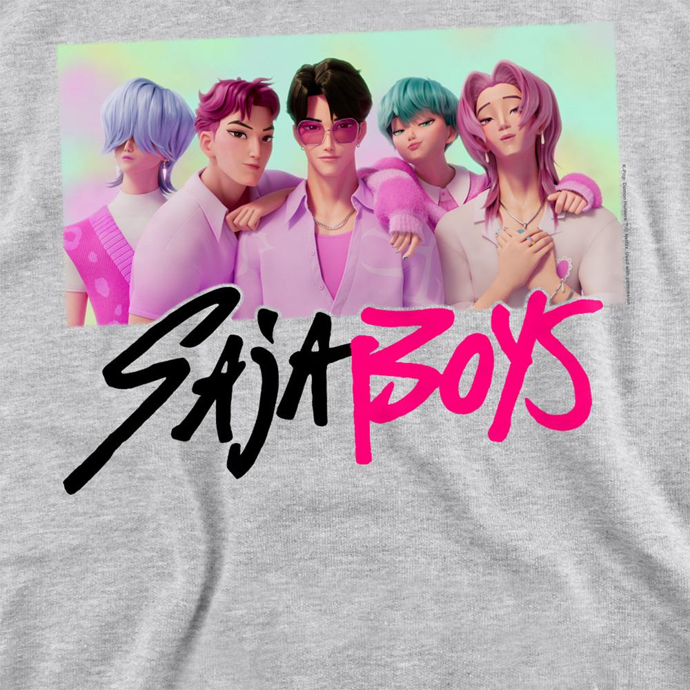 Heather Grey - Back - K-Pop Demon Hunters Unisex Adult Saja Boys Photo Frame Sweatshirt