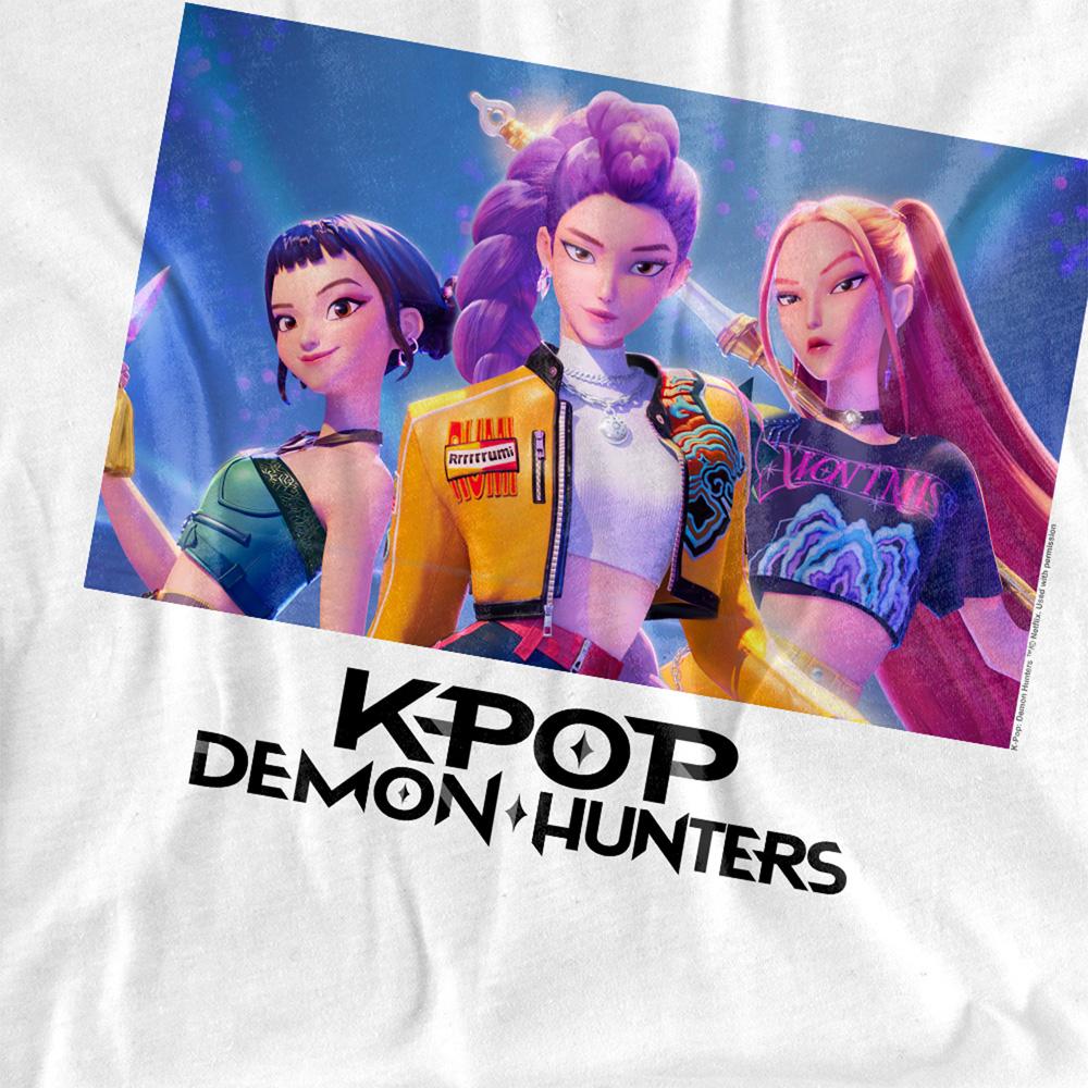 White - Back - K-Pop Demon Hunters Womens-Ladies Huntr-X Oversized T-Shirt