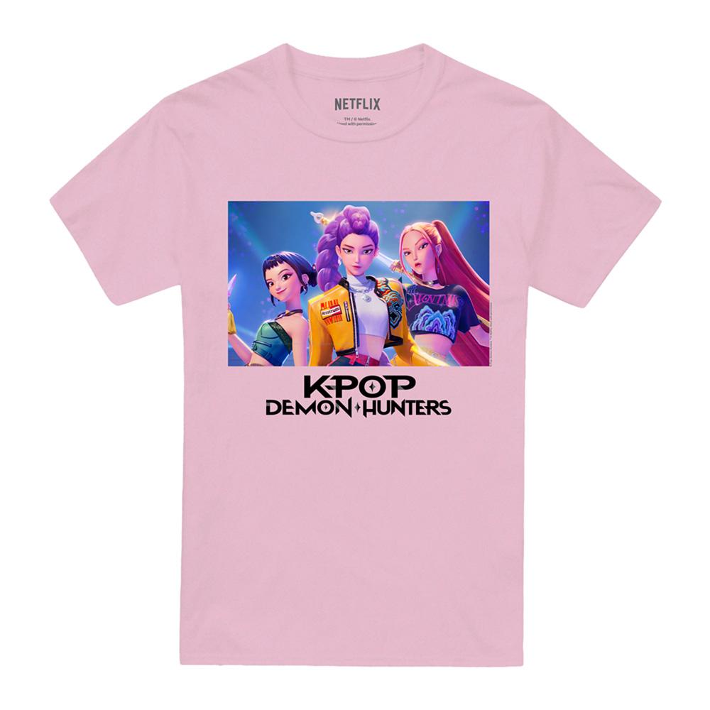 Light Pink - Front - K-Pop Demon Hunters Unisex Adult Huntr-X T-Shirt