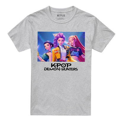 Heather Grey - Front - K-Pop Demon Hunters Unisex Adult Huntr-X T-Shirt