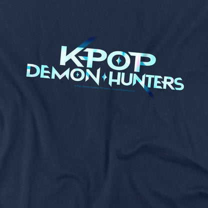 Navy - Back - K-Pop Demon Hunters Childrens-Kids Logo T-Shirt