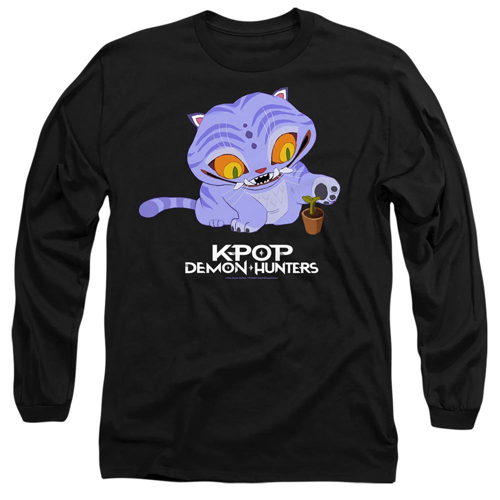 Black - Front - K-Pop Demon Hunters Unisex Adult Cute Derpy Tiger Long-Sleeved T-Shirt