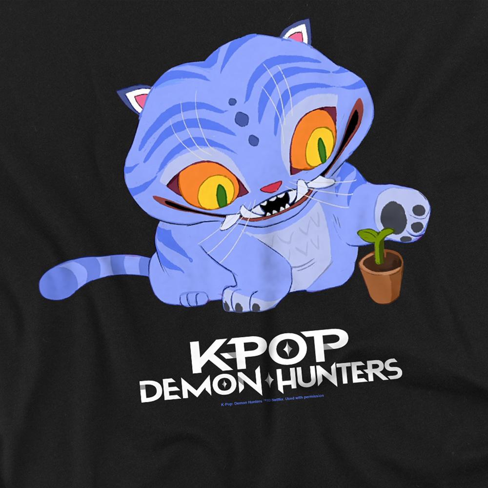 Black - Back - K-Pop Demon Hunters Unisex Adult Cute Derpy Tiger Long-Sleeved T-Shirt