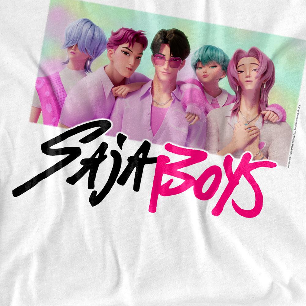 White - Back - K-Pop Demon Hunters Womens-Ladies Saja Boys Photo Frame T-Shirt