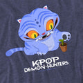 Heather Navy - Back - K-Pop Demon Hunters Unisex Adult Cute Derpy Tiger Heather T-Shirt