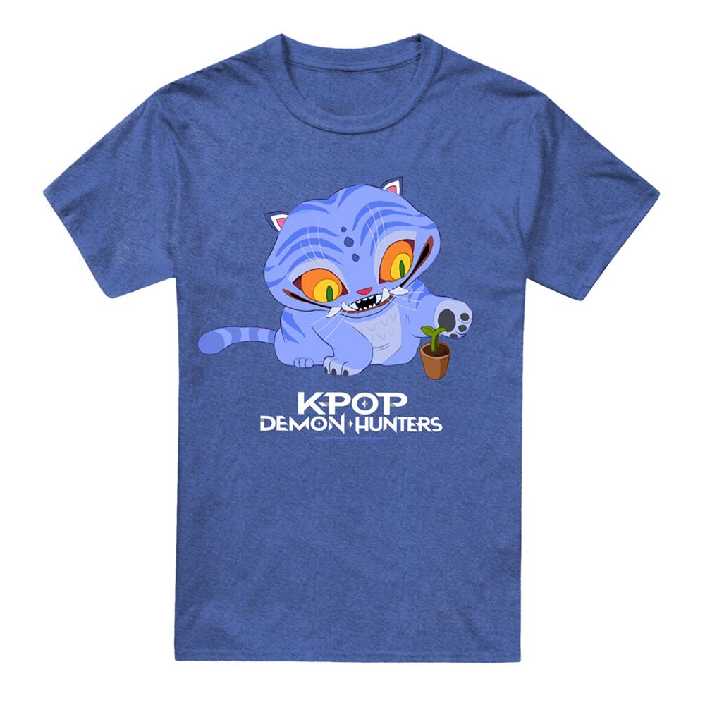 Heather Royal - Front - K-Pop Demon Hunters Unisex Adult Cute Derpy Tiger Heather T-Shirt