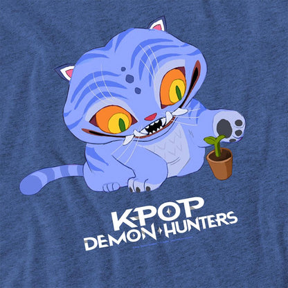 Heather Royal - Back - K-Pop Demon Hunters Unisex Adult Cute Derpy Tiger Heather T-Shirt
