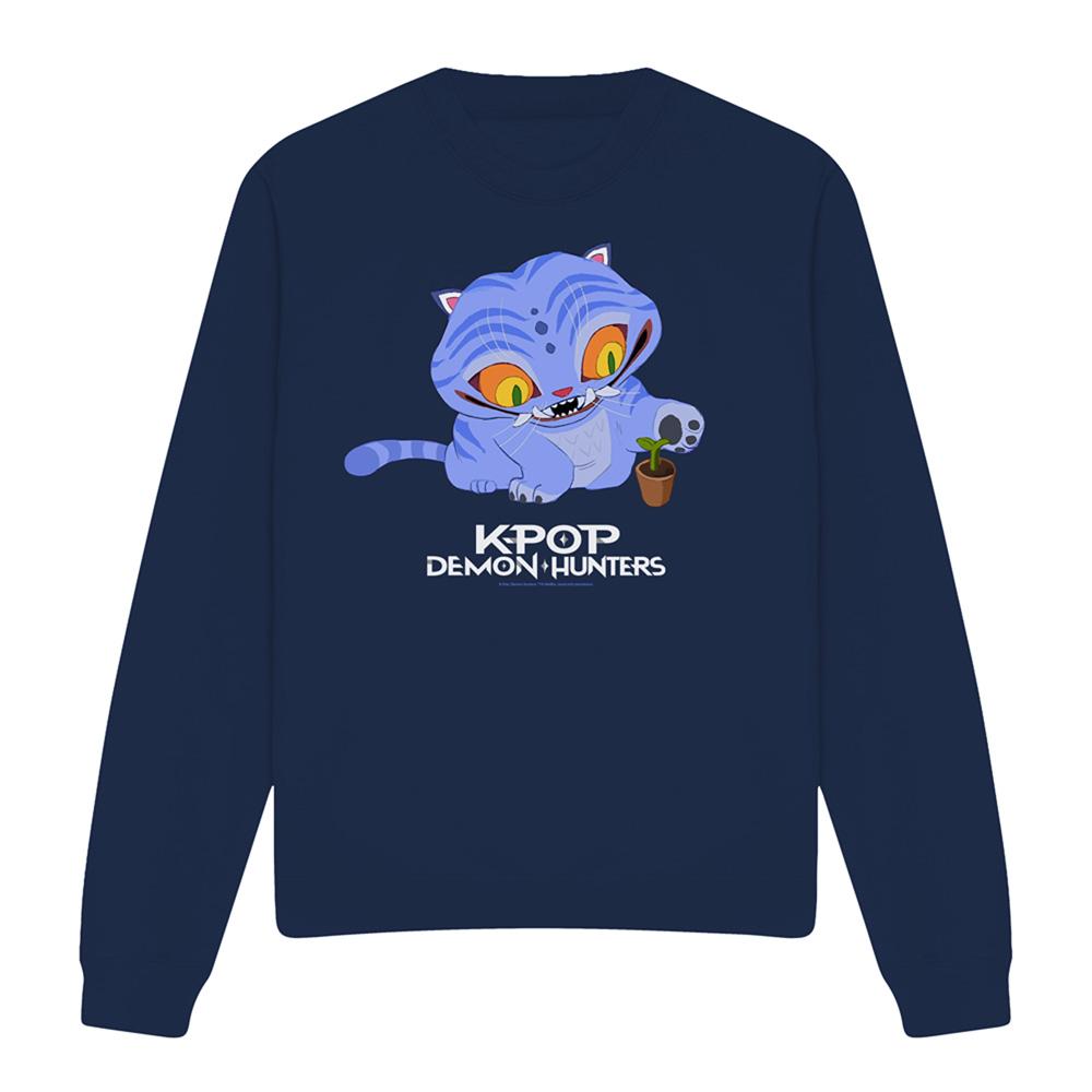 Navy - Lifestyle - K-Pop Demon Hunters Unisex Adult Cute Derpy Tiger Sweatshirt