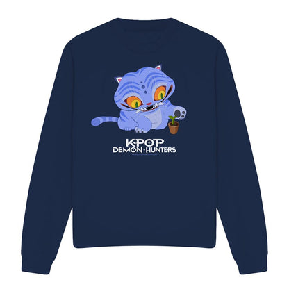 Navy - Lifestyle - K-Pop Demon Hunters Unisex Adult Cute Derpy Tiger Sweatshirt