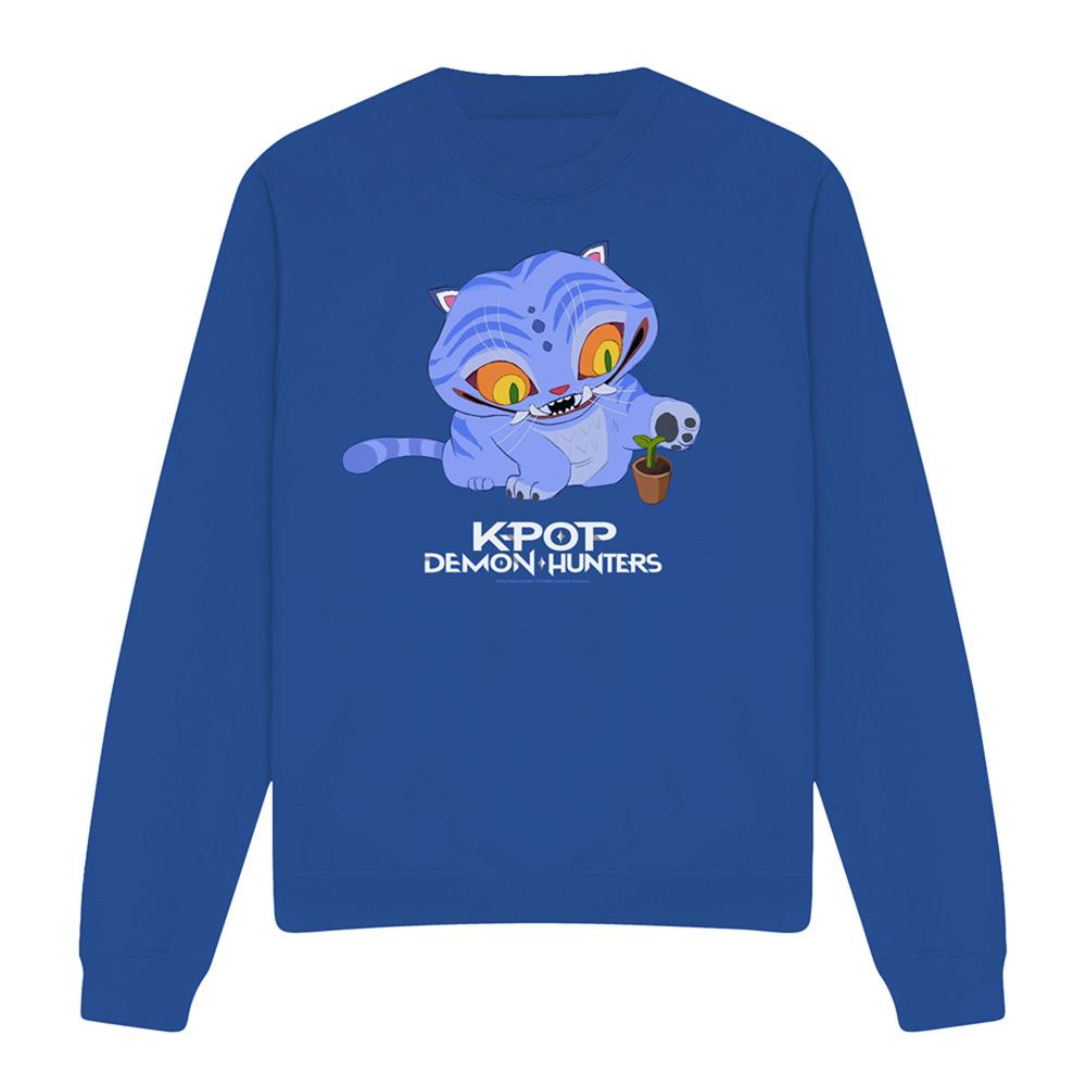 Royal Blue - Front - K-Pop Demon Hunters Unisex Adult Cute Derpy Tiger Sweatshirt