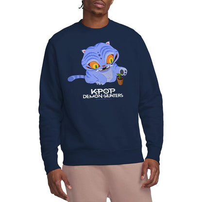 Navy - Front - K-Pop Demon Hunters Unisex Adult Cute Derpy Tiger Sweatshirt