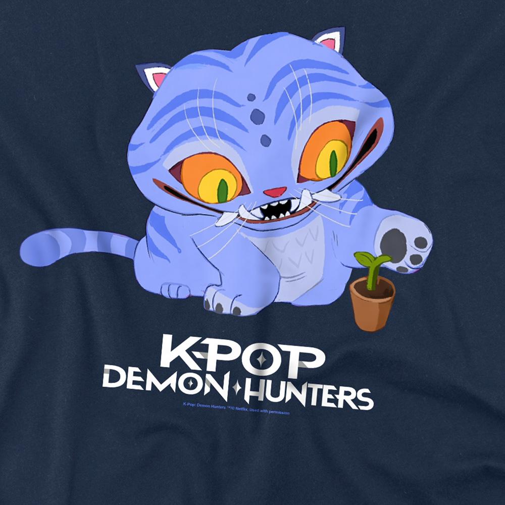 Navy - Back - K-Pop Demon Hunters Unisex Adult Cute Derpy Tiger T-Shirt