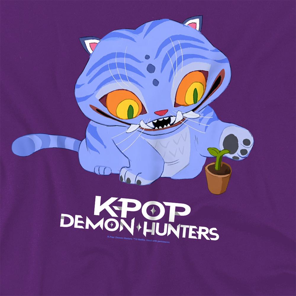 Purple - Back - K-Pop Demon Hunters Unisex Adult Cute Derpy Tiger T-Shirt