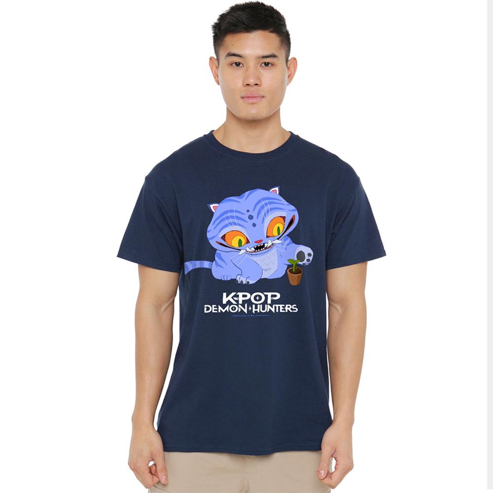 Navy - Front - K-Pop Demon Hunters Unisex Adult Cute Derpy Tiger T-Shirt