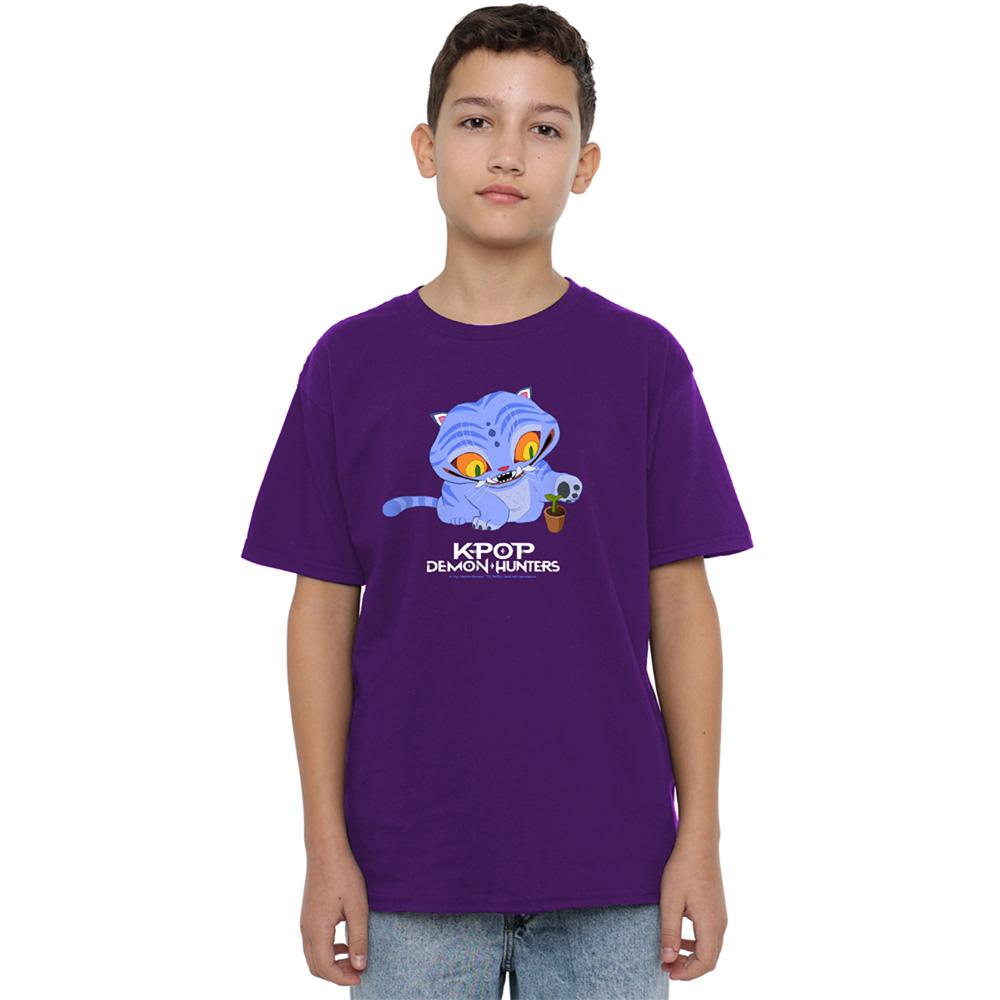Purple - Lifestyle - K-Pop Demon Hunters Childrens-Kids Cute Derpy Tiger T-Shirt