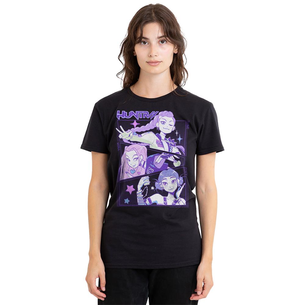 Black - Front - K-Pop Demon Hunters Womens-Ladies Huntr-X Anime T-Shirt