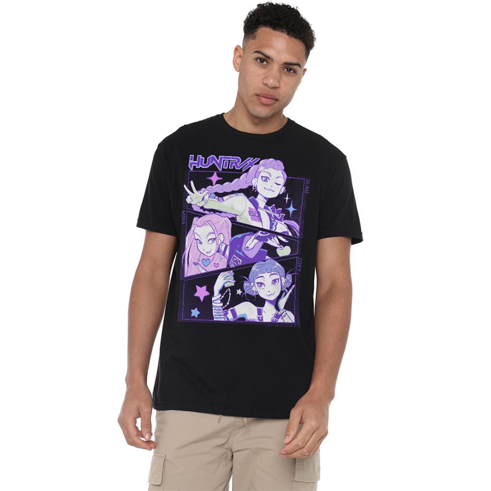 Black - Front - K-Pop Demon Hunters Unisex Adult Huntr-X Anime T-Shirt