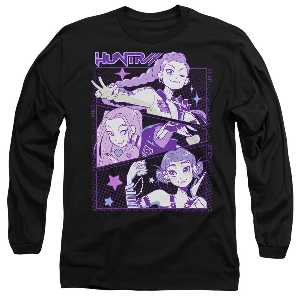 Black - Front - K-Pop Demon Hunters Unisex Adult Huntr-X Anime Long-Sleeved T-Shirt